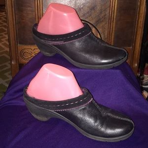 Privo 9M Womens Black Leather Mules Comfort Shoes